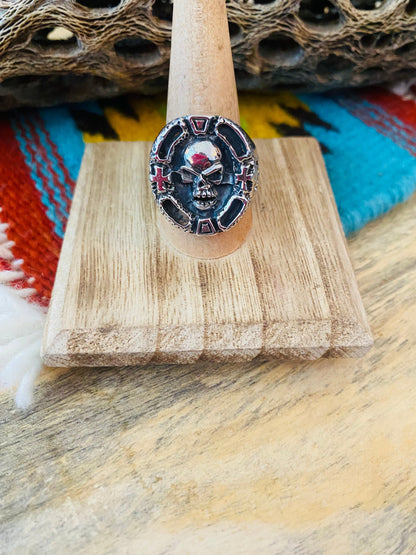 Handmade Sterling Silver Skull Ring Size 10