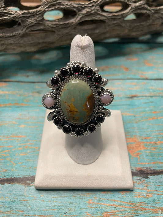 Handmade Royston Turquoise Adjustable Oval Ring