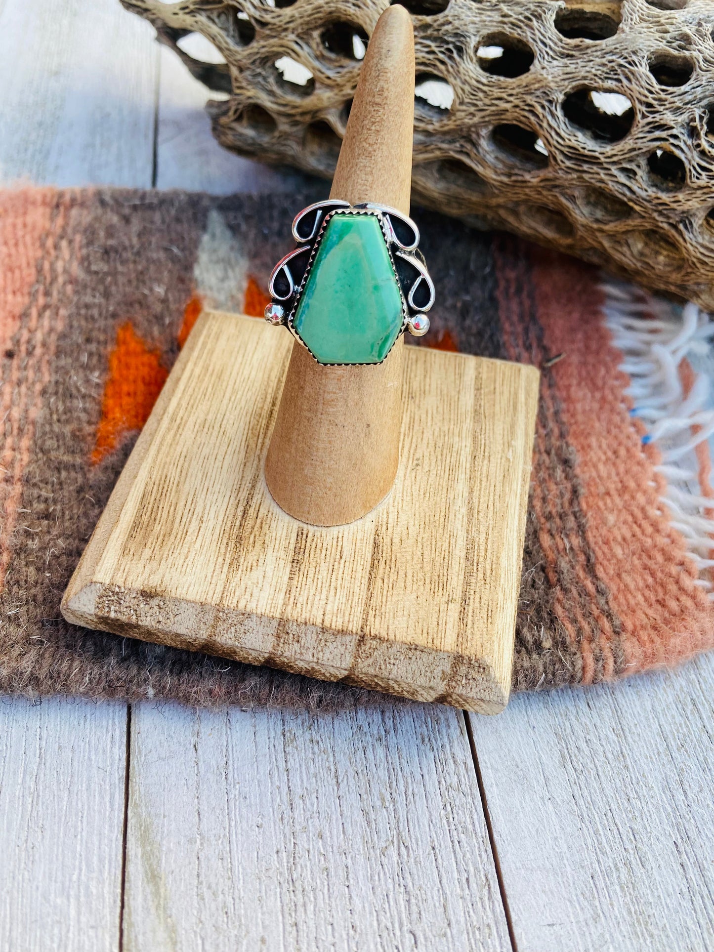 Navajo Turquoise & Sterling Silver Ring Size 5