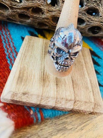 Handmade Sterling Silver Skull Ring Size 9.5