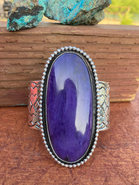 Jennifer Garcia Sterling Silver & Charoite Cuff Bracelet