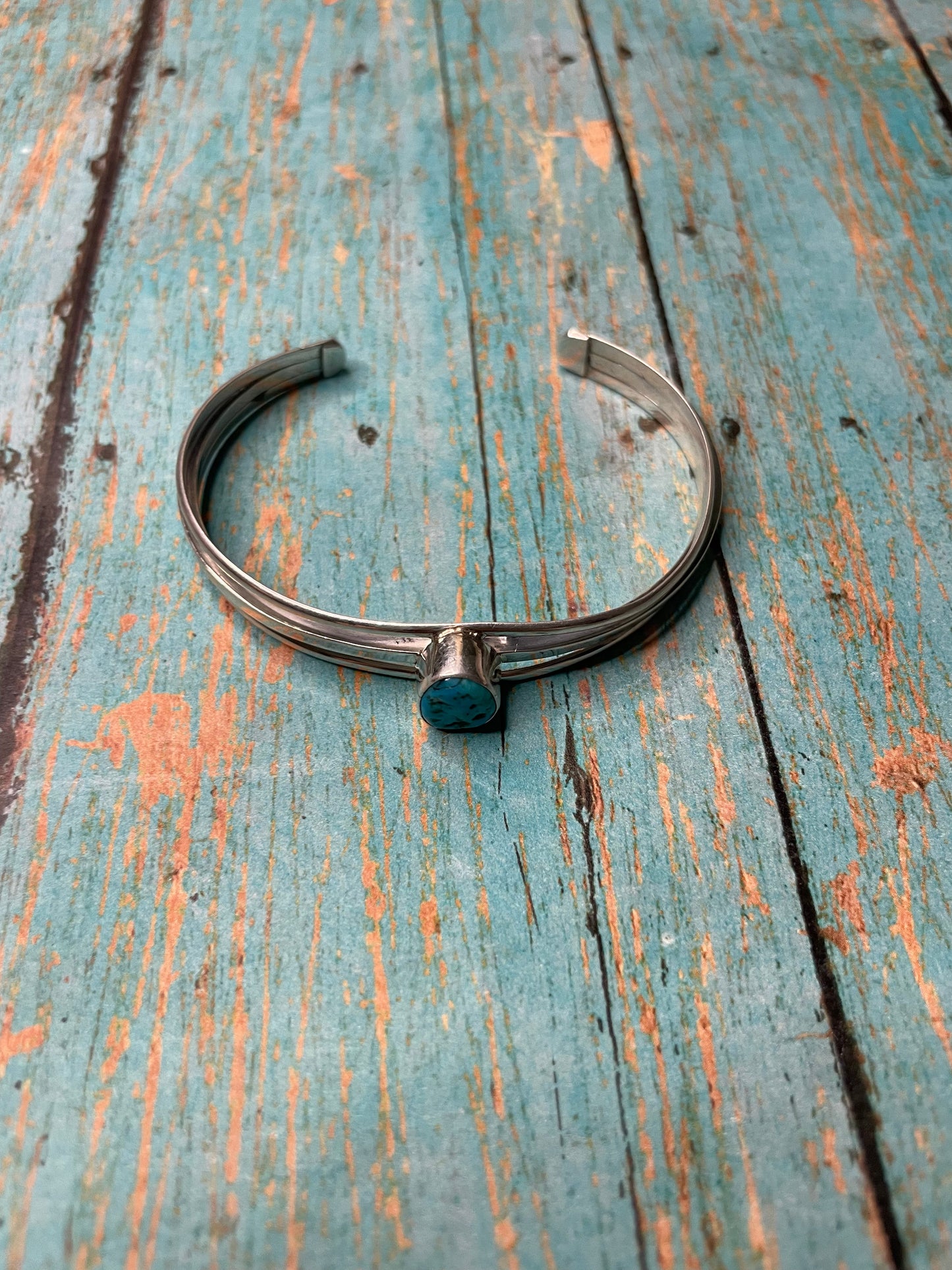 Navajo Sterling Silver & Turquoise Stacker Cuff Bracelet