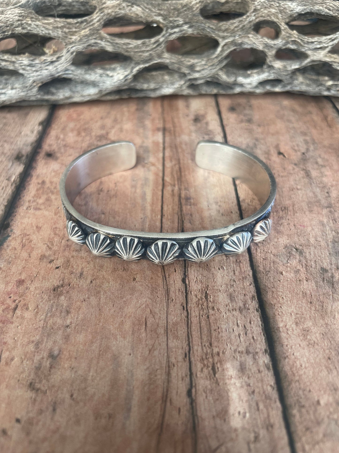 Navajo Sterling Silver Cuff Stamped And Signed By Kevin Billah