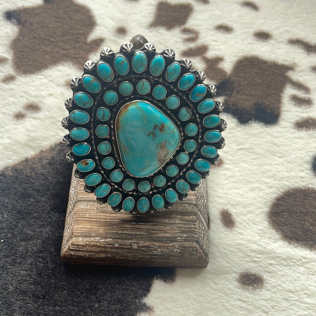 Navajo Sterling Silver & Turquoise Ring Size 7 Signed