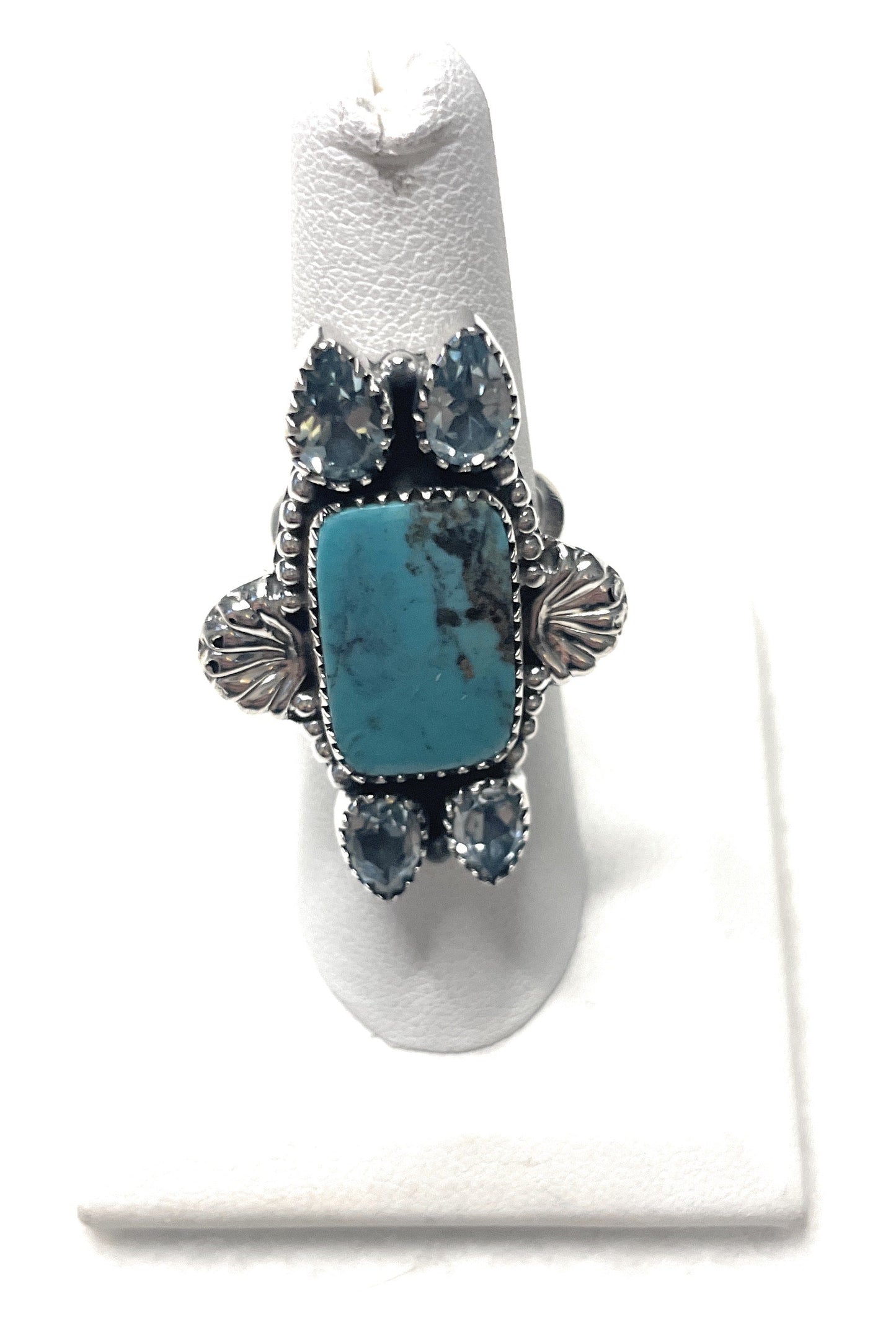 Handmade Mojave Turquoise & Topaz Adjustable Ring