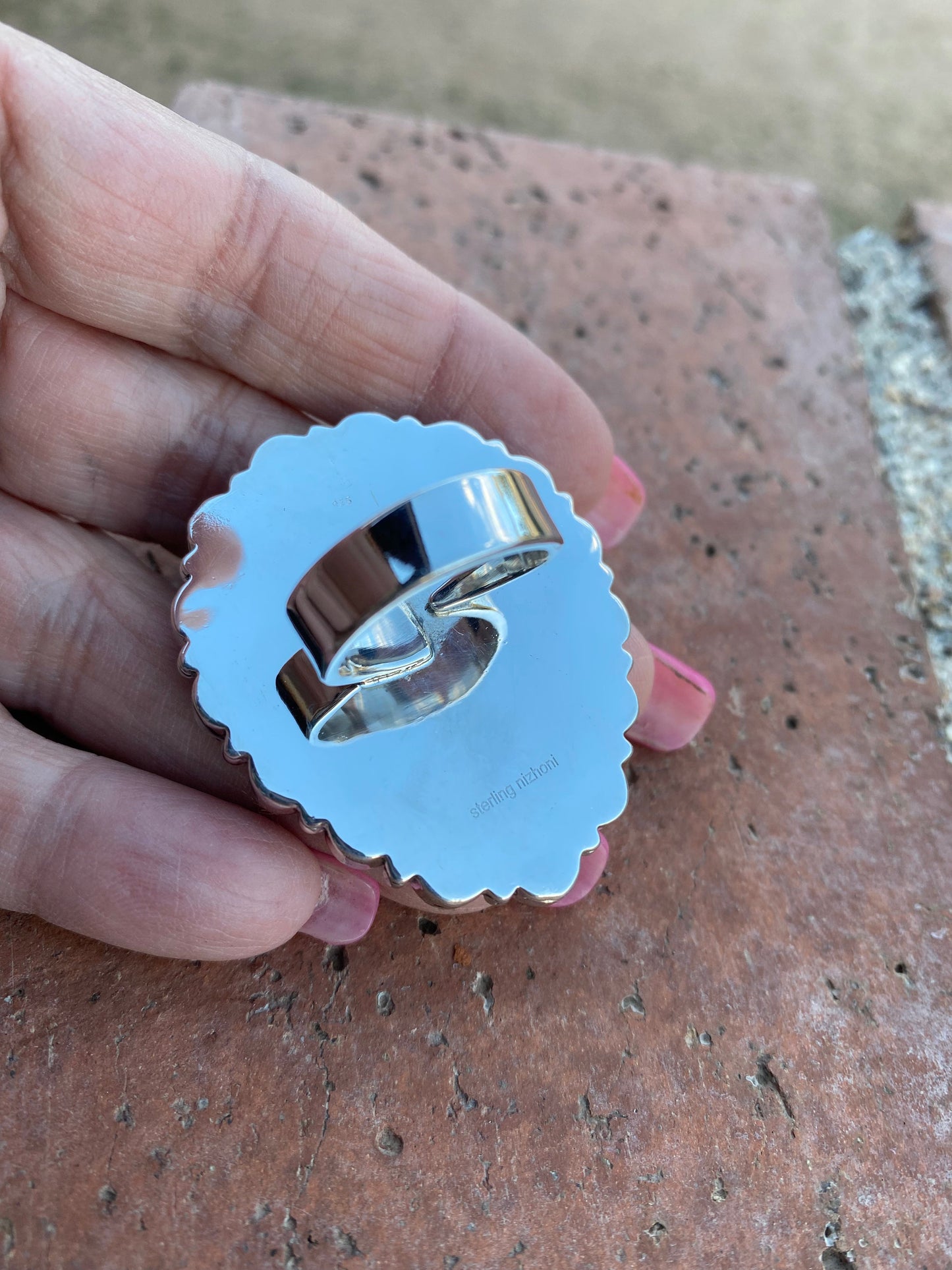 Handmade Sterling Silver & Lapis Cluster Adjustable Ring