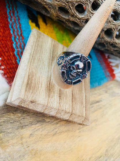 Handmade Sterling Silver Skull Ring Size 10