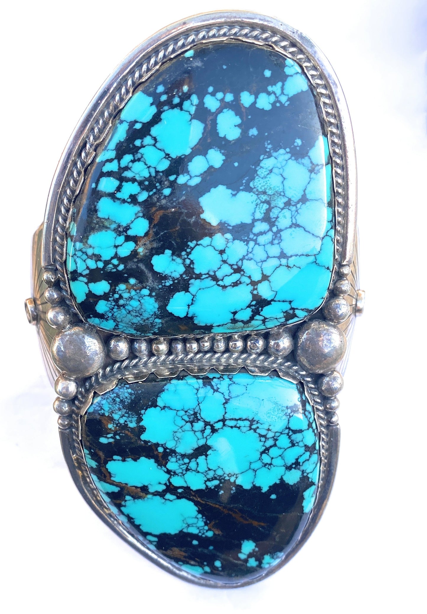 Incredible Vintage Navajo Turquoise & Sterling Silver Jumbo Cuff Bracelet