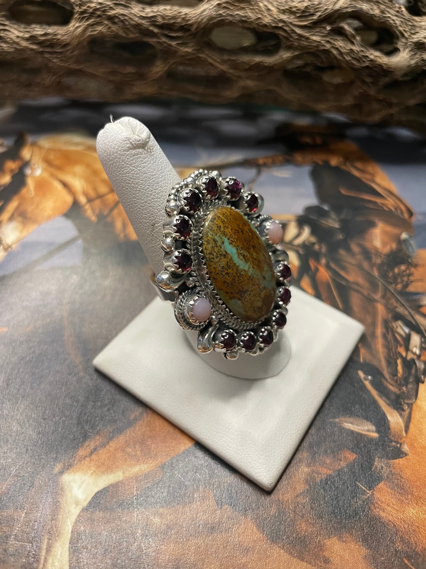 Handmade Royston Turquoise Adjustable Oval Ring