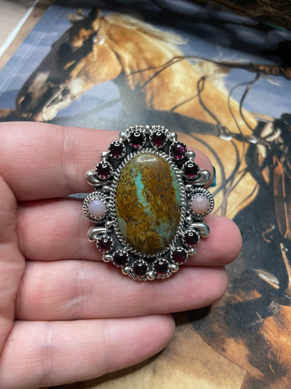 Handmade Royston Turquoise Adjustable Oval Ring