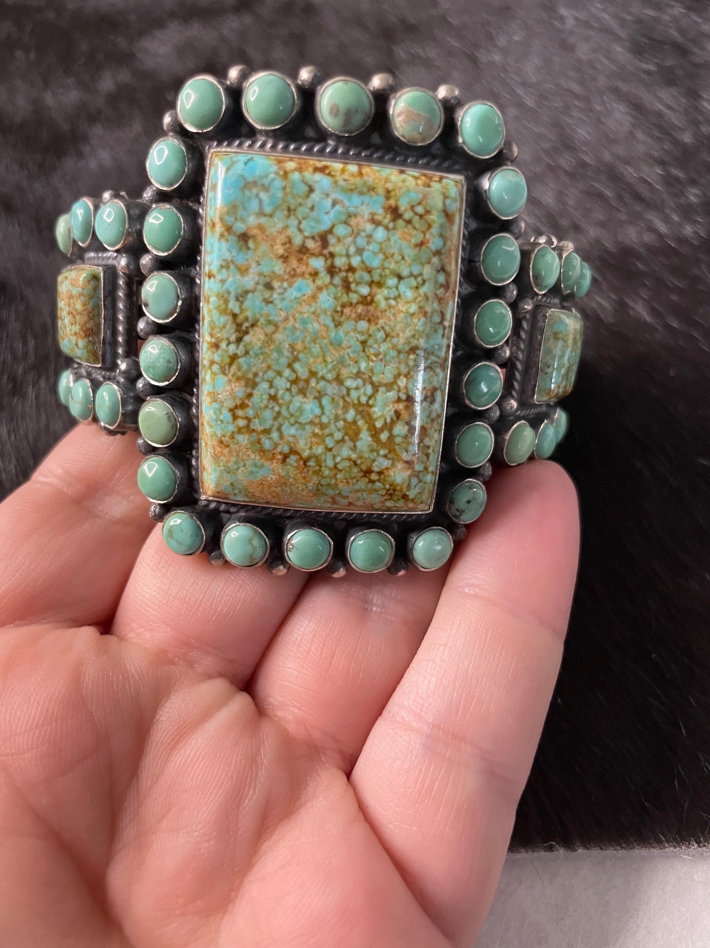 Anthony Skeets Navajo Turquoise & Sterling Silver Cuff Bracelet Signed