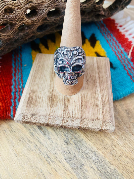 Handmade Sterling Silver Skull Ring Size 9