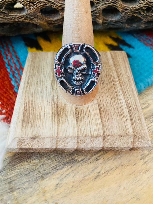 Handmade Sterling Silver Skull Ring Size 10