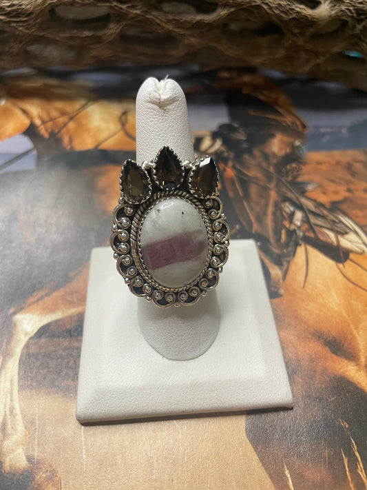 Handmade Tourmaline Quartz Adjustable Ring