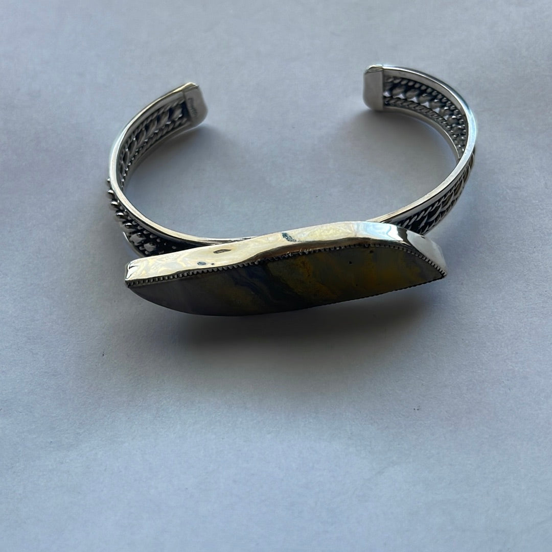 Navajo Bumble Bee & Sterling Silver Adjustable Cuff Bracelet