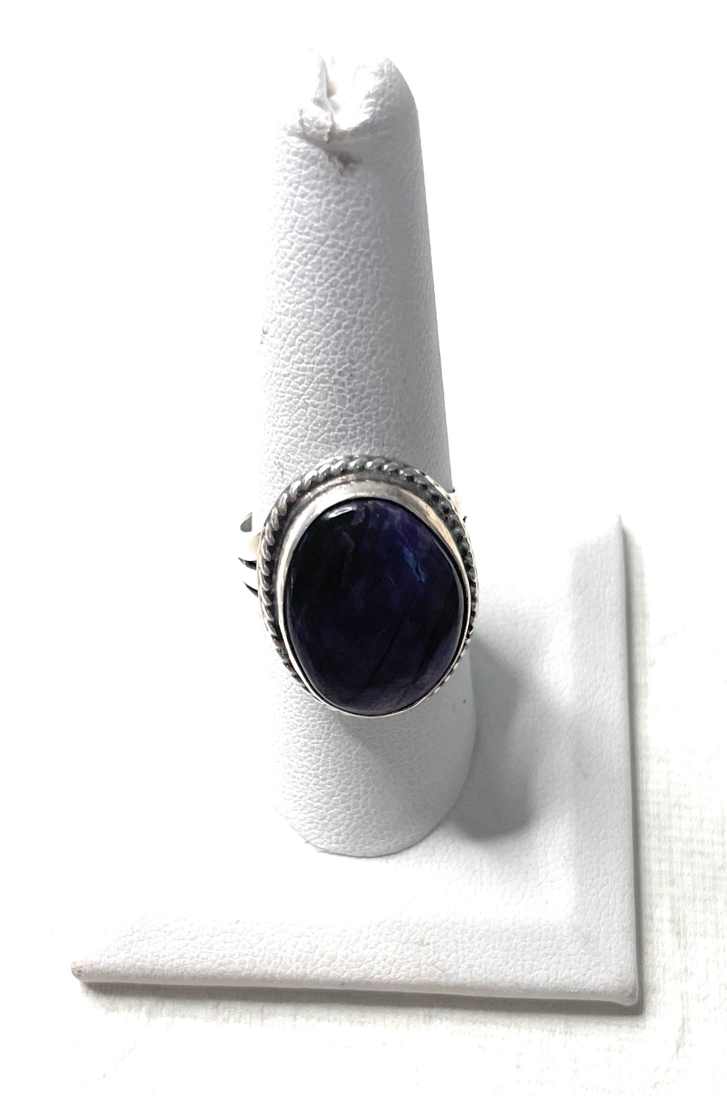 Old Pawn Navajo Sterling Silver & Charorite Ring Size 8.5