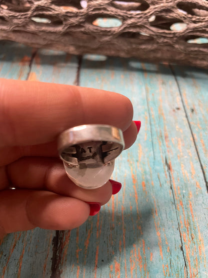 Old Pawn Navajo Sterling Silver & Charorite Ring Size 8.5