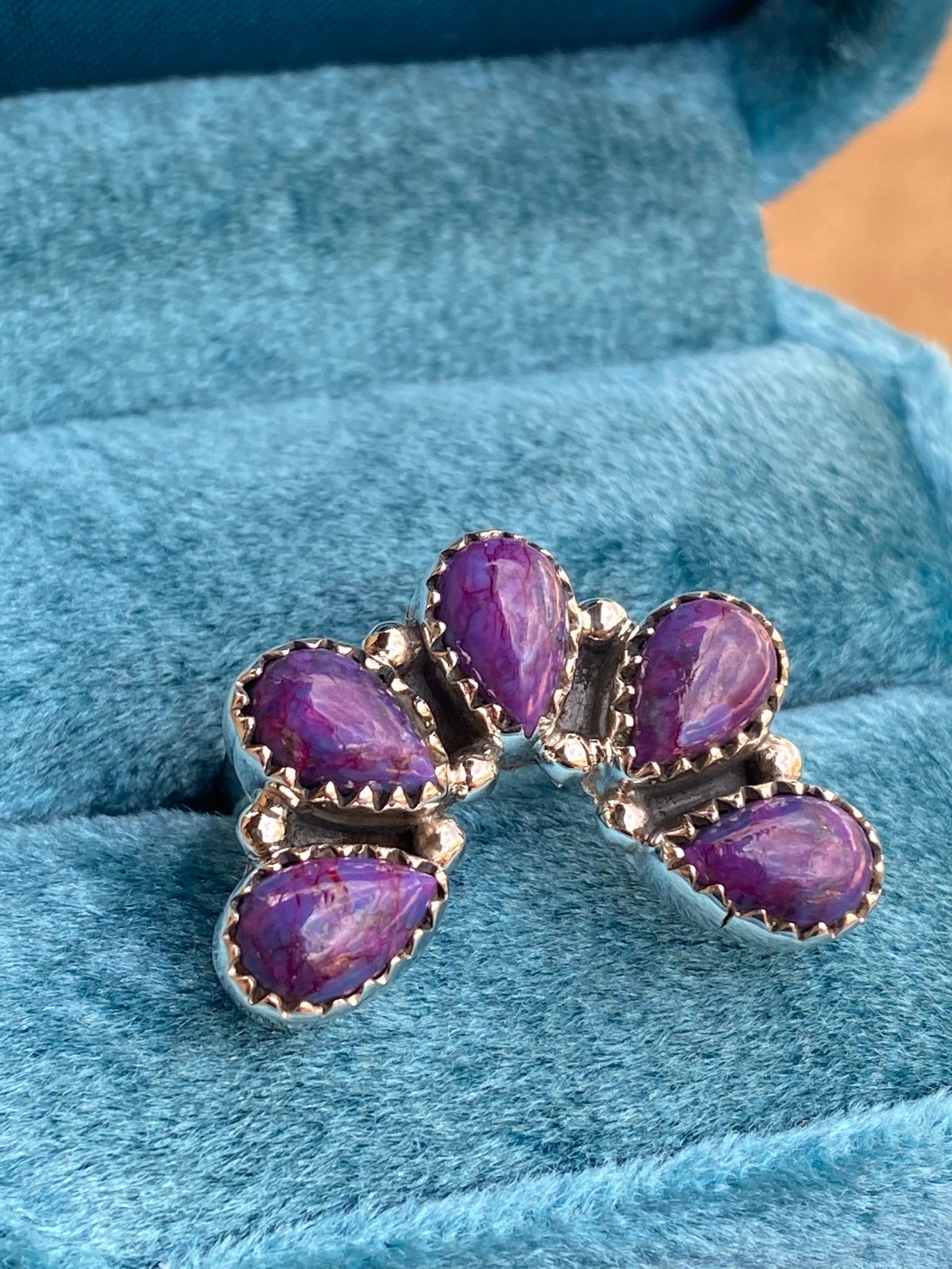 Purple Mojave & Sterling Silver  Diamond Wrap Ring