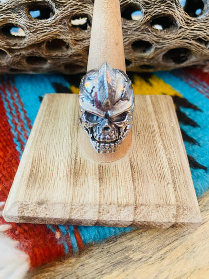 Handmade Sterling Silver Skull Ring Size 9.5