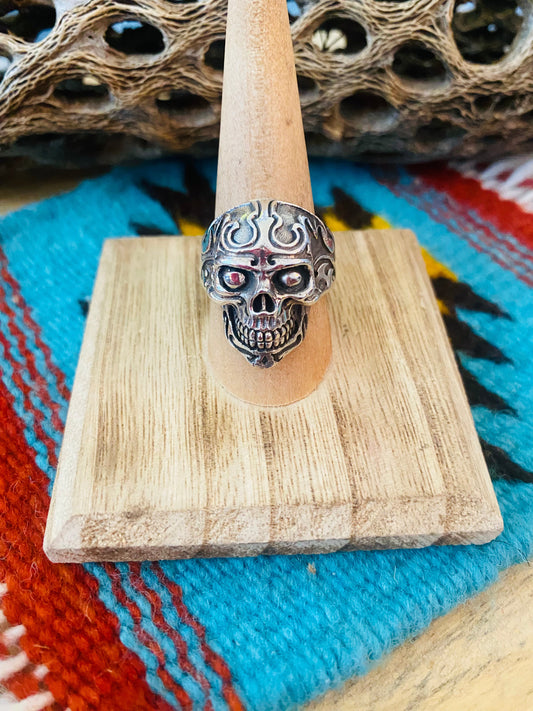 Handmade Sterling Silver Skull Ring Size 8.5