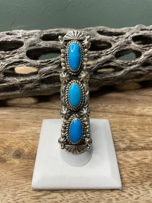 Navajo Turquoise And Sterling Silver Statement Ring Sz 5