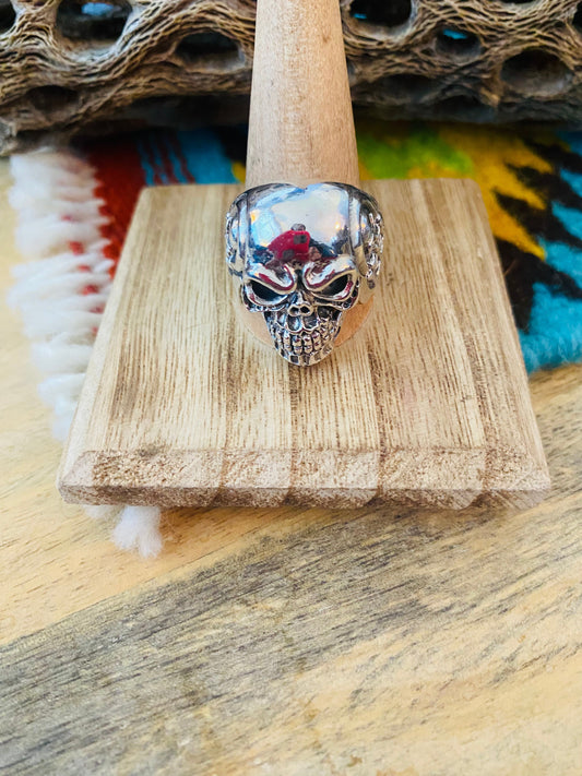 Handmade Sterling Silver Skull Ring Size 11.25