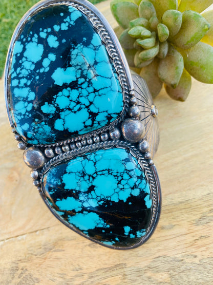 Incredible Vintage Navajo Turquoise & Sterling Silver Jumbo Cuff Bracelet