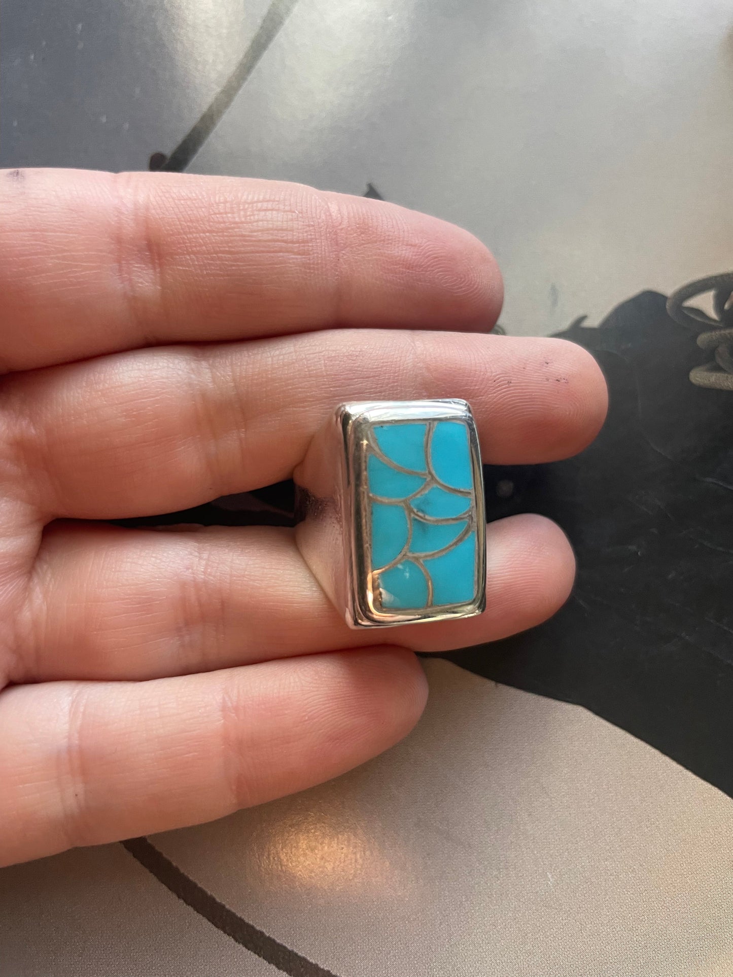 Navajo Sterling Silver & Turquoise Inlay Ring