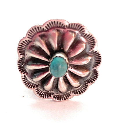 Navajo Turquoise and Sterling Silver Concho Ring