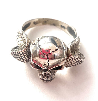 Handmade Sterling Silver Skull Ring Size 10.5