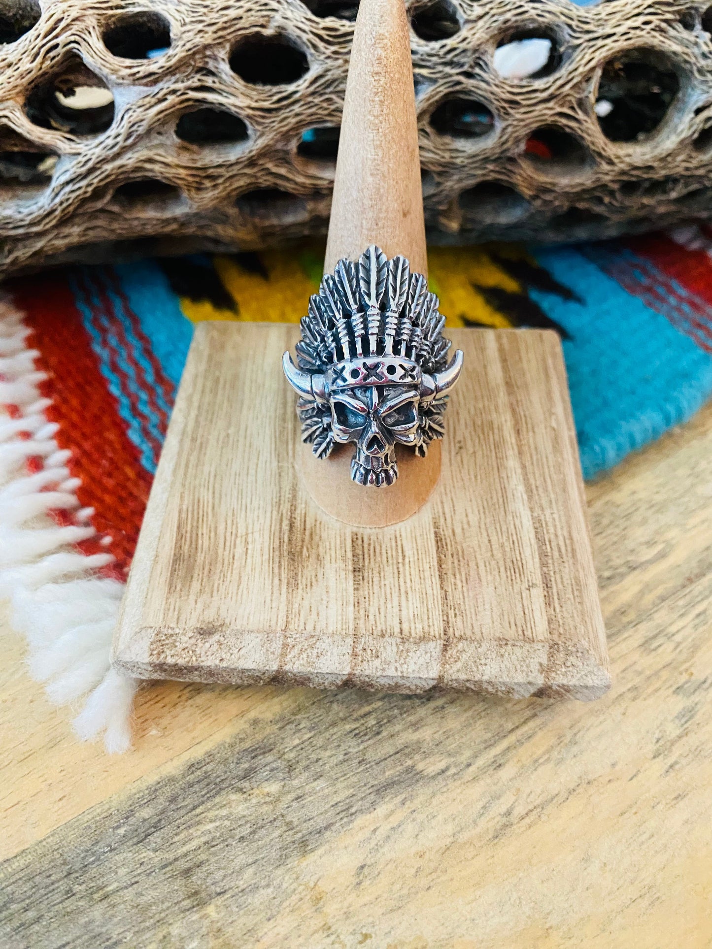 Handmade Sterling Silver Skull Ring Size 9