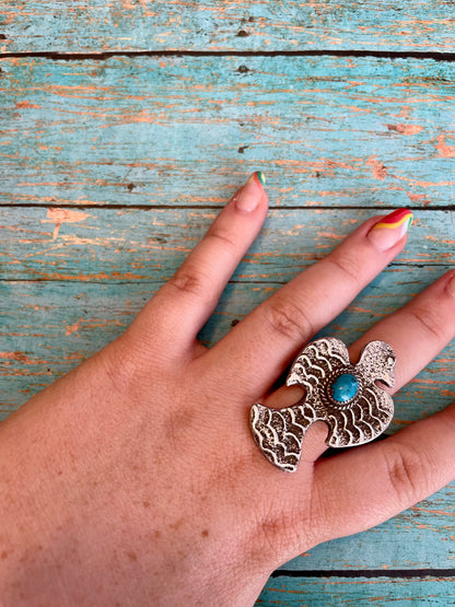 Navajo Turquoise & Sterling Silver Adjustable Ring