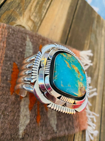 Navajo Royston Turquoise & Sterling Silver Cuff Bracelet Signed