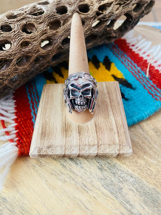 Handmade Sterling Silver Skull Ring Size 9