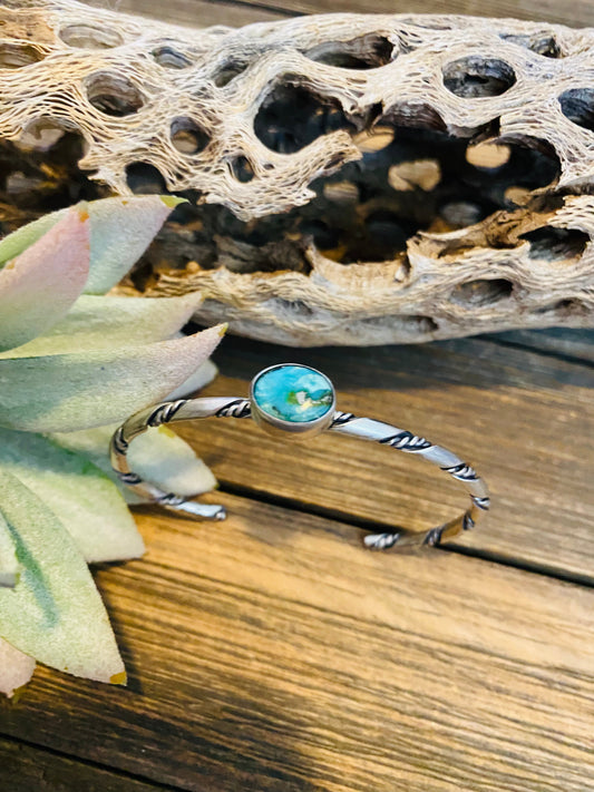 Navajo Sterling Silver & Sonoran Mountain Turquoise Cuff Bracelet